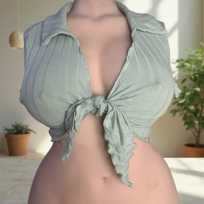 Light green tie-front crop shirt for Tantaly doll - Concept Beauty 