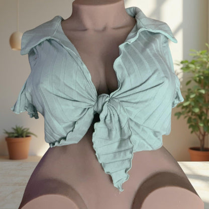 Light green tie-front crop shirt for Tantaly doll - Concept Beauty 