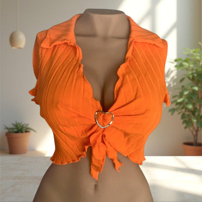 Orange tie-front crop shirt for Tantaly doll - Concept Beauty 