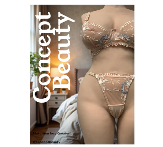 Ensemble lingerie brodé en dentelle florale - Concept Beauty 