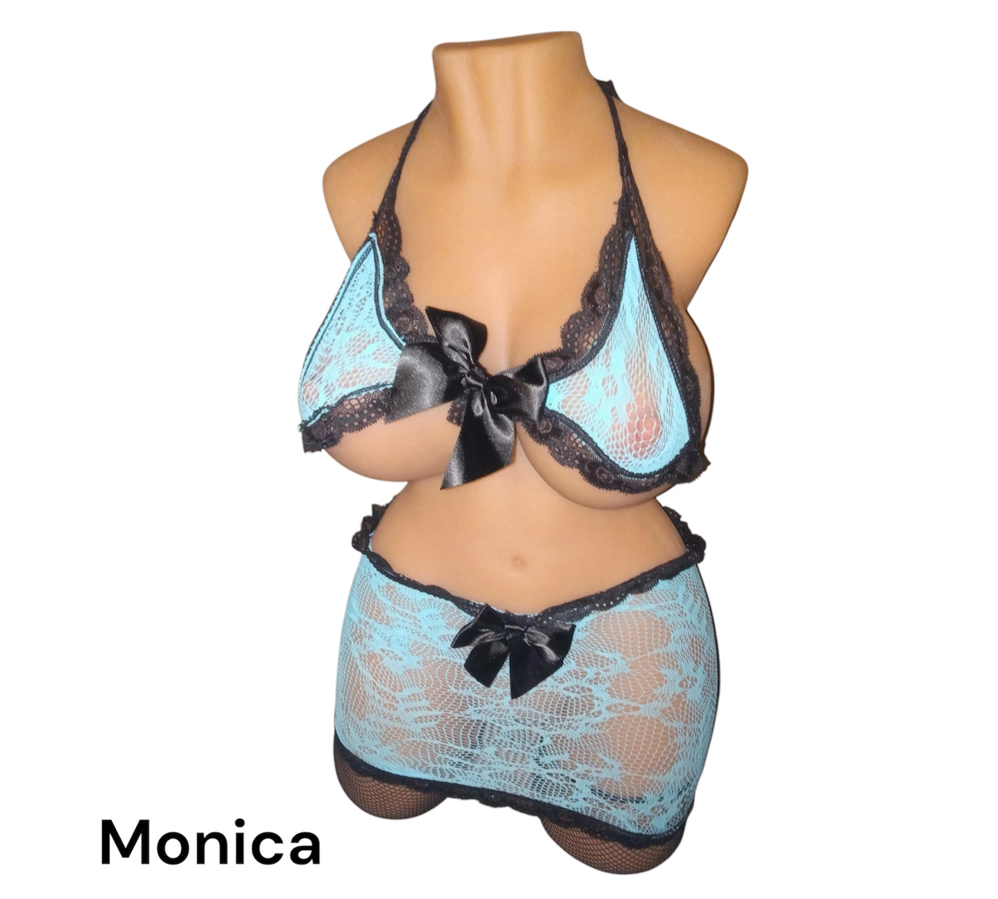 Turquoise and Black Lace Set – Elegance & Contrast